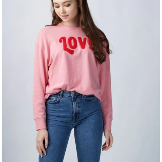 Pink Sweatshirt Red Love