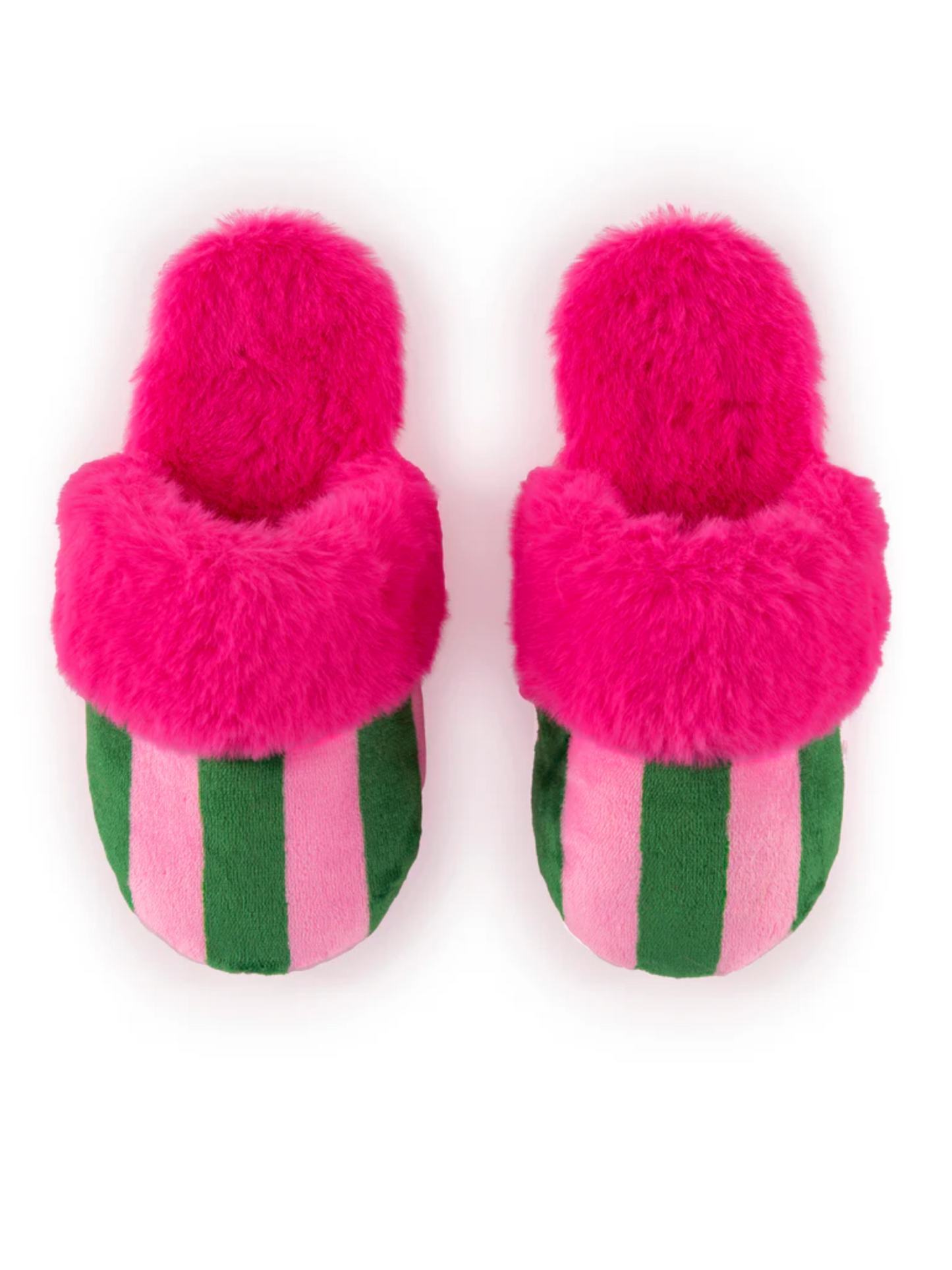 Pink & Green Striped Slippers- S/M