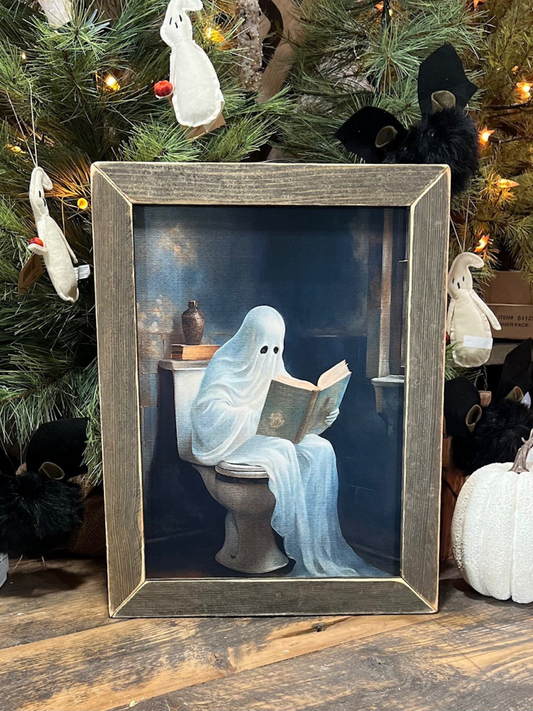 Ghost Bathroom Stories Brown Frame Picture