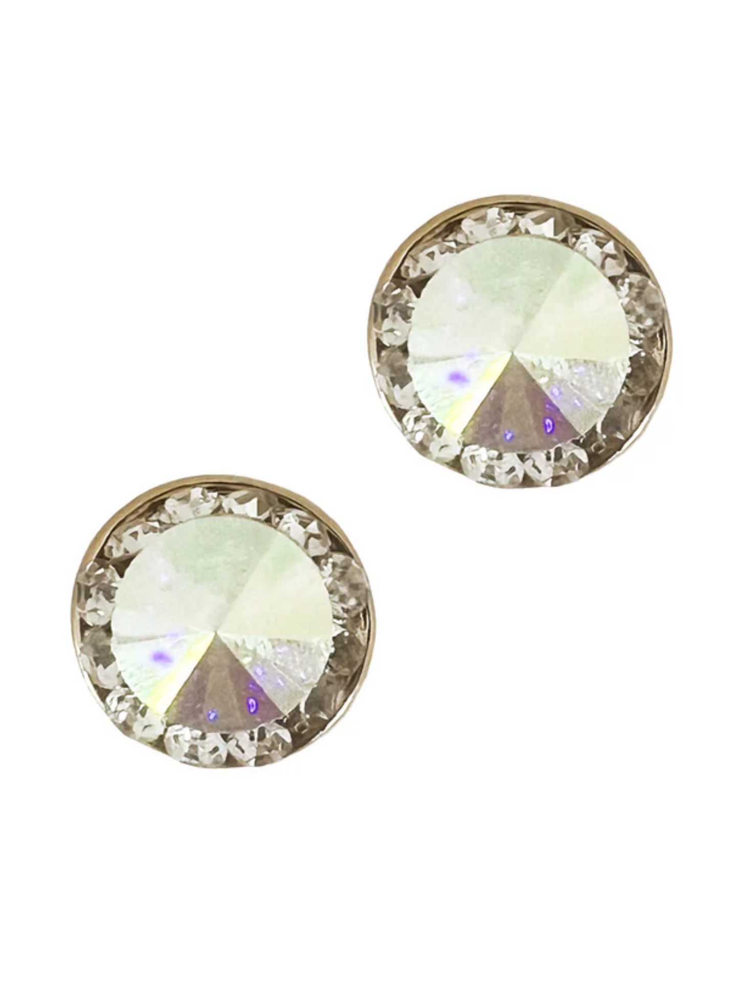 Southern Grace Round Iridescent Crystal Stud Earrings