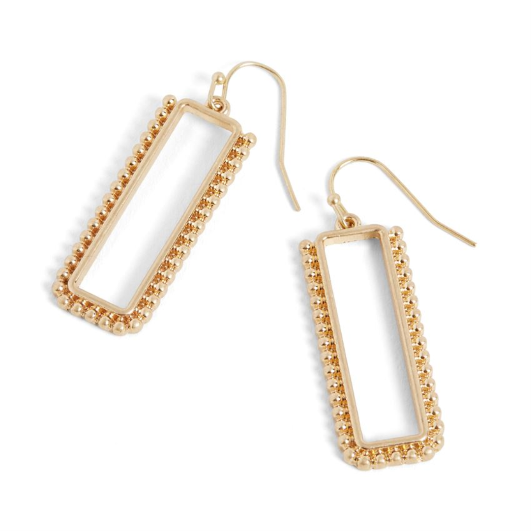 Studded Rectangle Drop Earrings