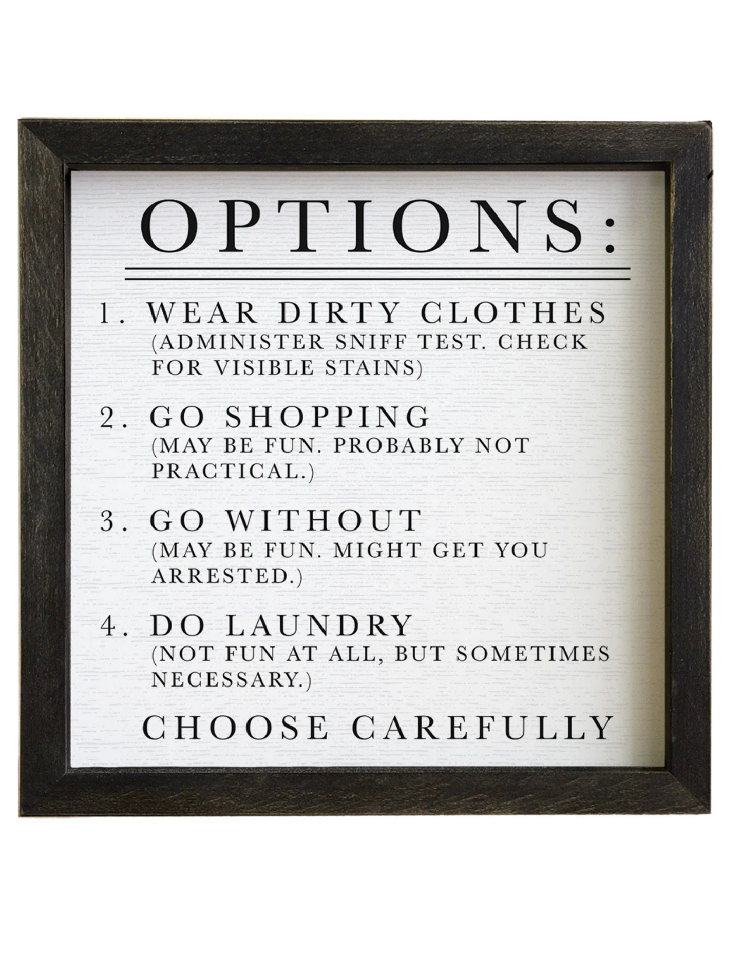 Laundry Options Sign