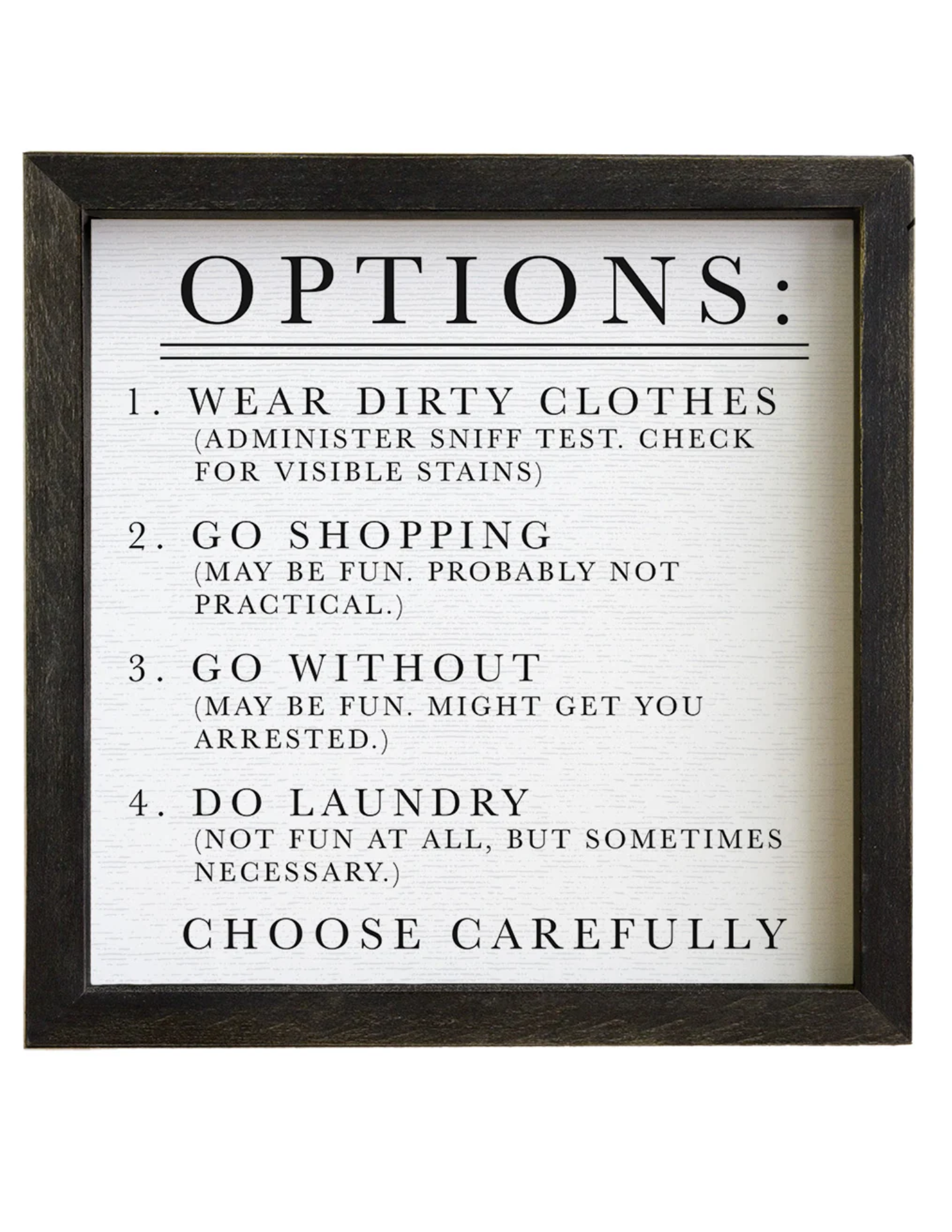 Laundry Options Sign