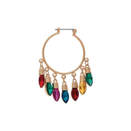 Gold Holiday Lights Hoop Earring