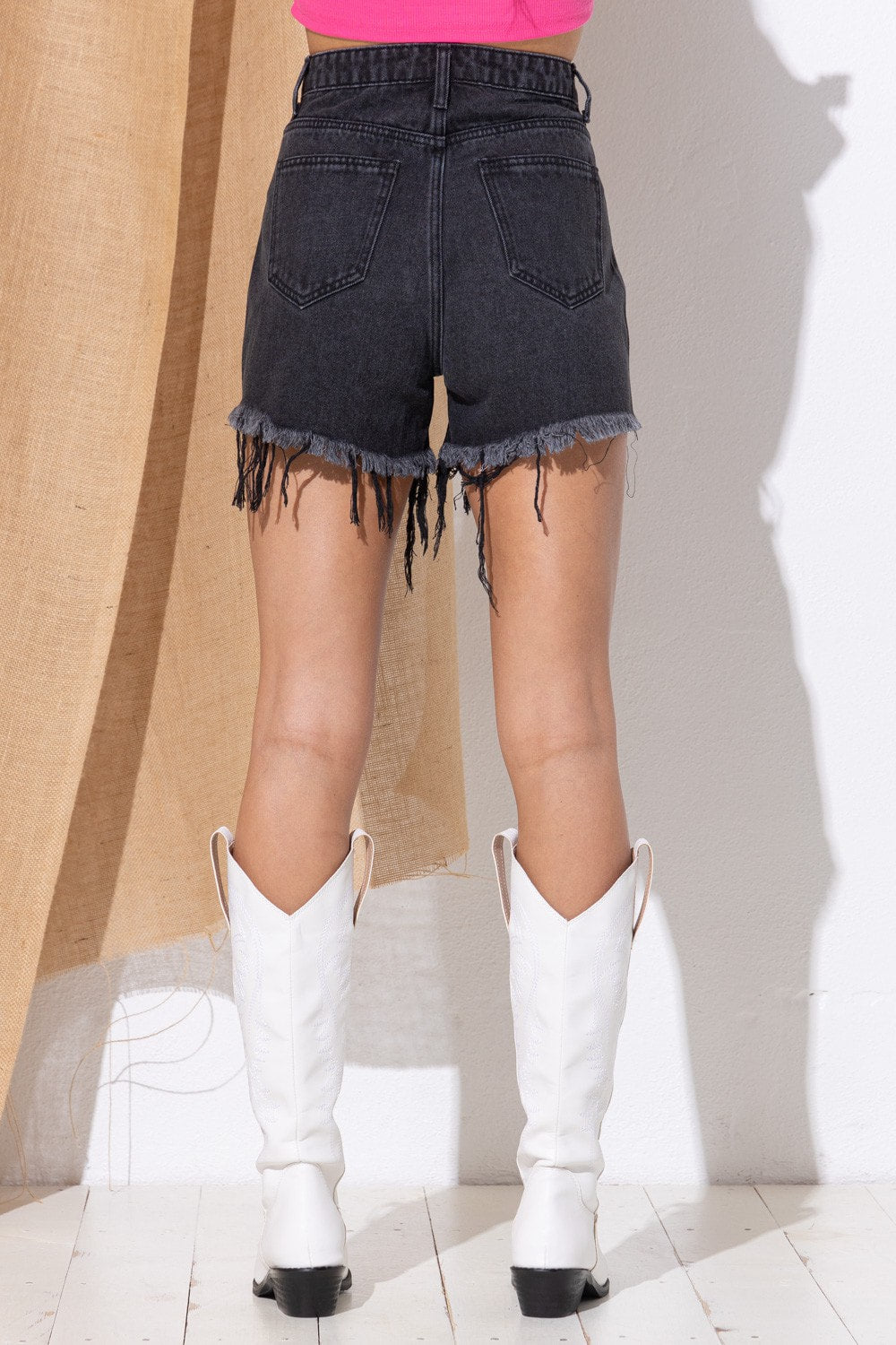 Concert Sprinkle Gem Double Rhinestone Fringe Denim Shorts