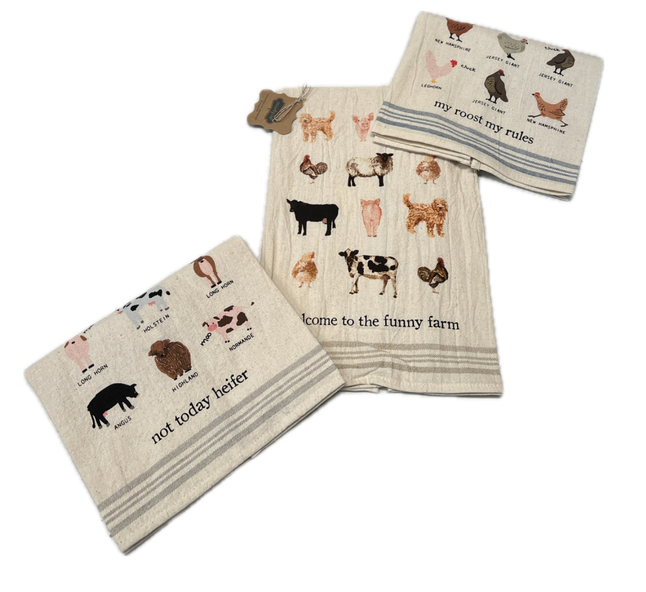 Mud Pie Farm Animals Tea Towel