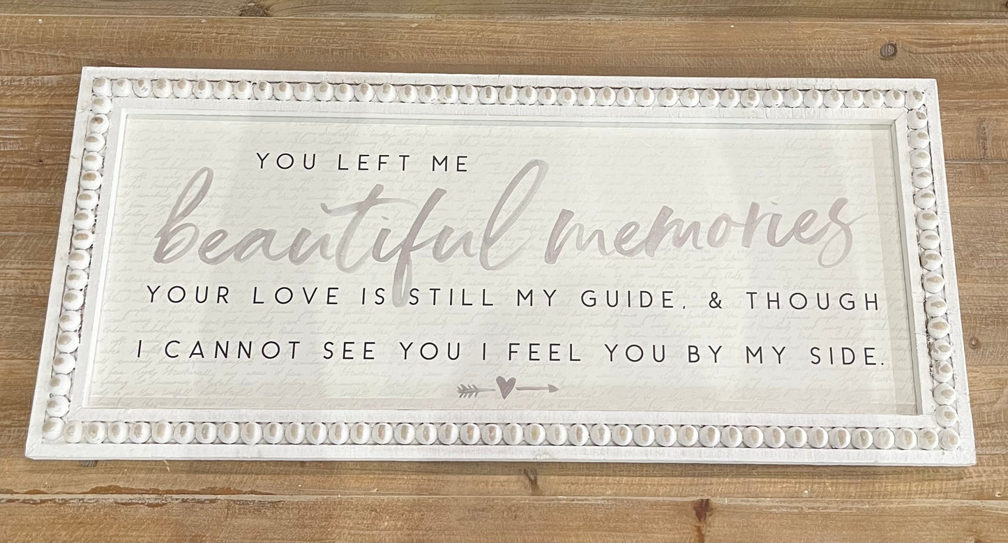 Beautiful Memories White Raised Bead Sign