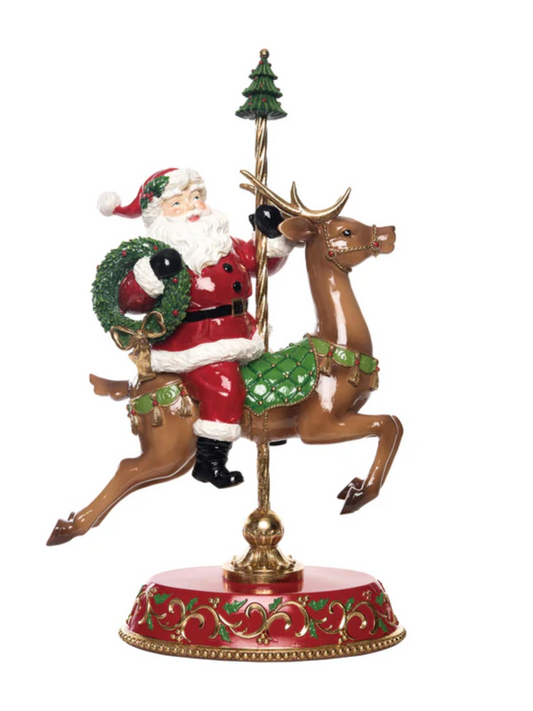 Santa & Reindeer Carousel Figurine
