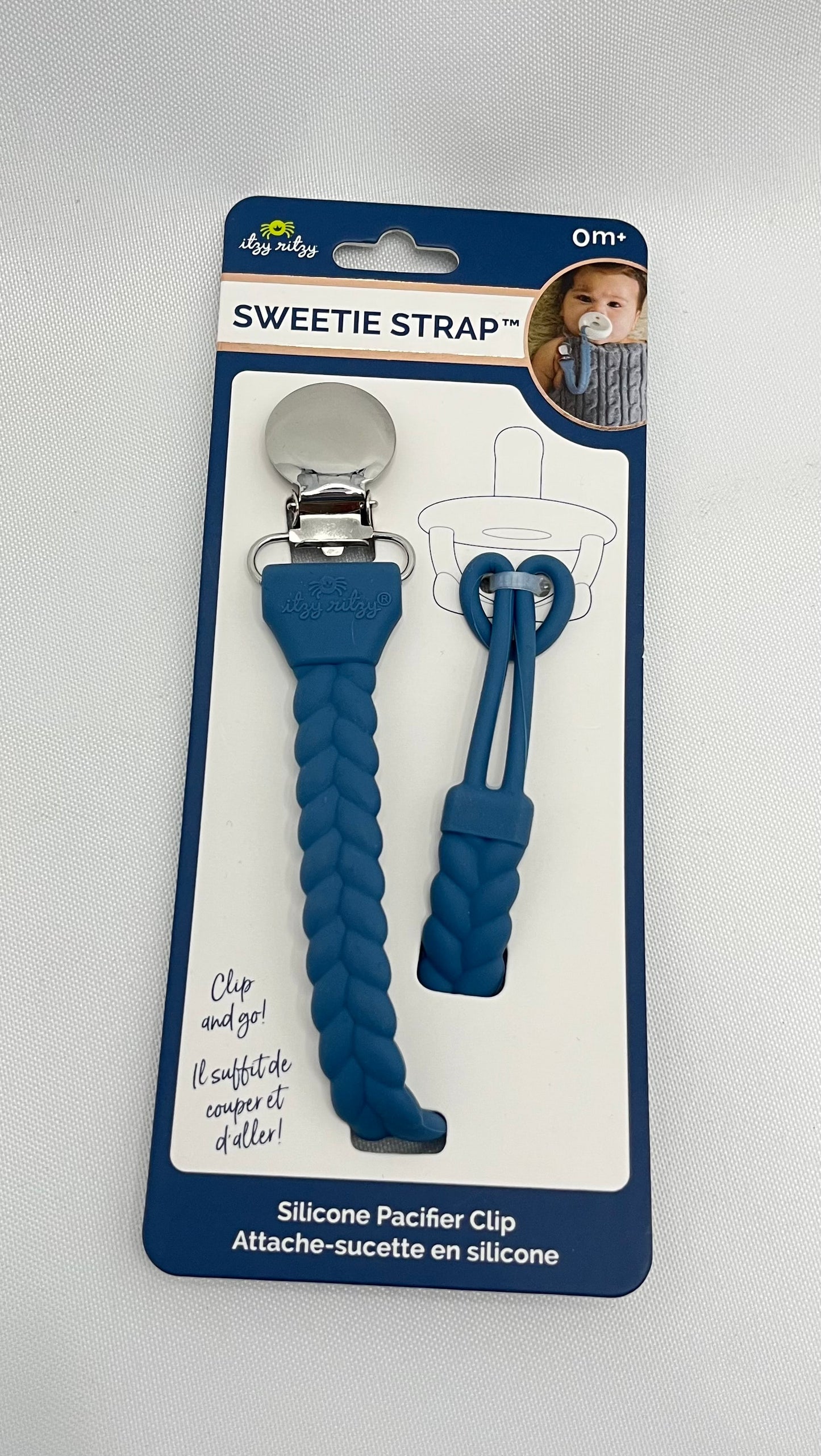 Sweetie Strap Silicoine One-Piece Pacifier Clip- Mint Braid