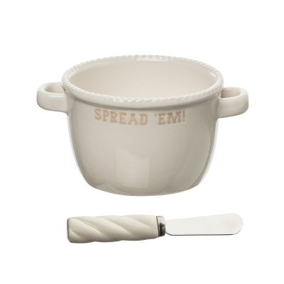 Spread ‘Em Ceramic Bowl with Spreader