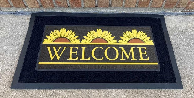 Welcome Half Sunflower Doormat Insert