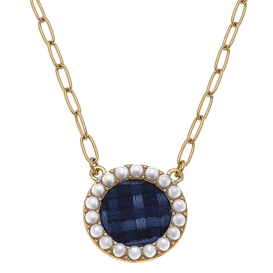 Serena Delicate Tweed Necklace in Navy