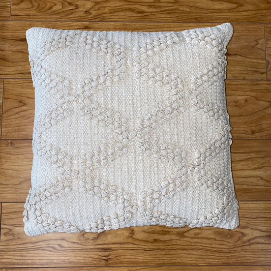 Cream Diamond Pattern Square Pillow- 18"