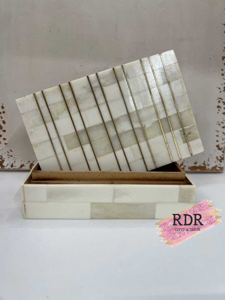 Ivory Bone and Brass Jewelry Box