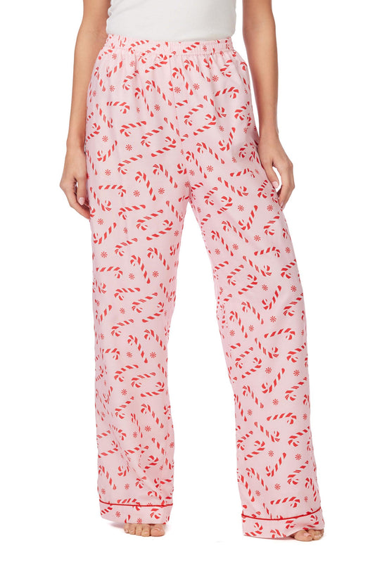 Mud Pie Womens Holiday Pajama Pant- Candy Canes
