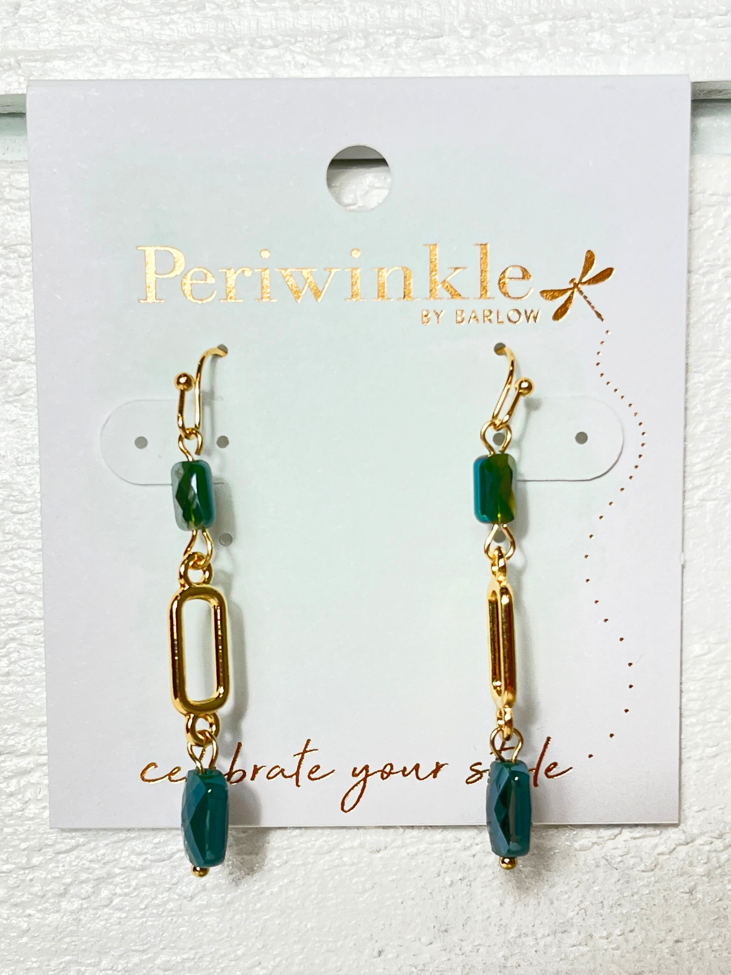Gold & Colored Faceted Bead Dangle Earrings