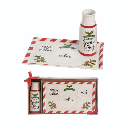 Santa Milk, Cookie, And Carrot Plate In Decorative Box