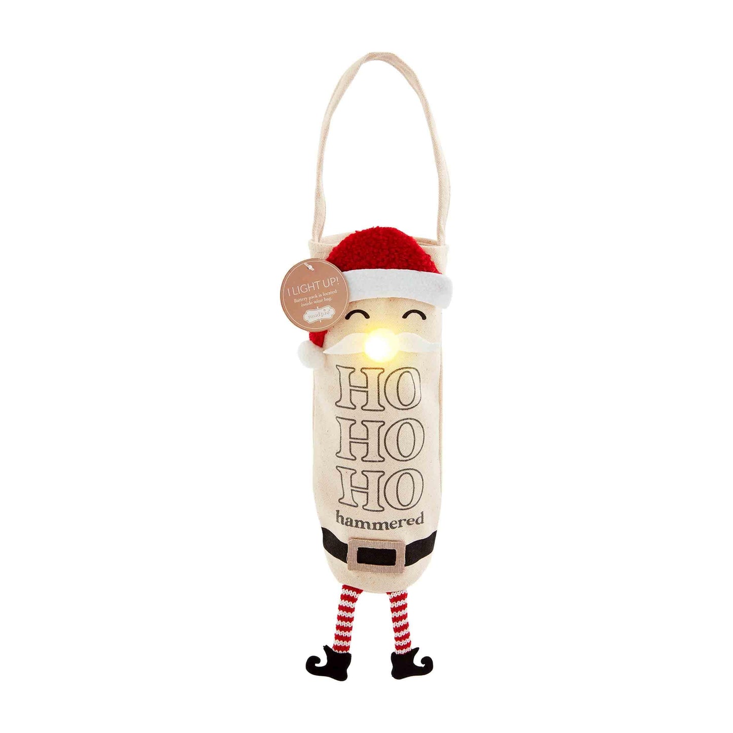 Mud Pie Christmas Light Up Xmas Wine Bag
