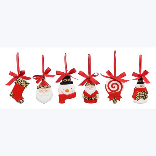 Ceramic Christmas Leopard Christmas Ornament