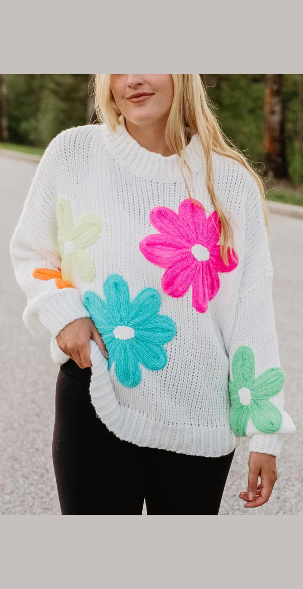 Colorful Floral Stitched Sweater