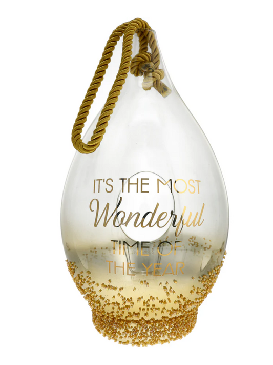 Gold Beaded Glass Hanging Lantern