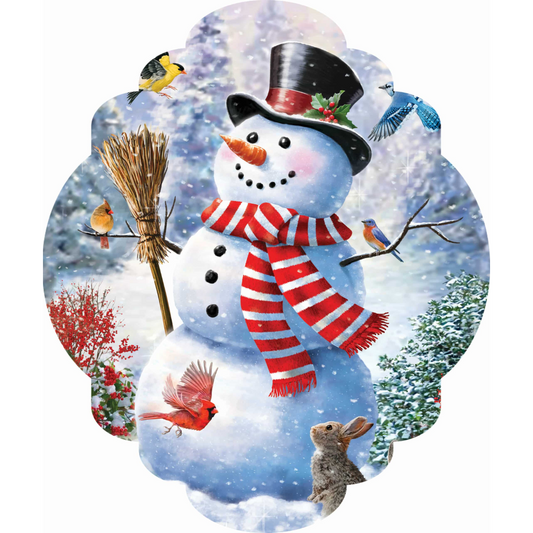 Snowman & Birds Hang Around Door Hanger