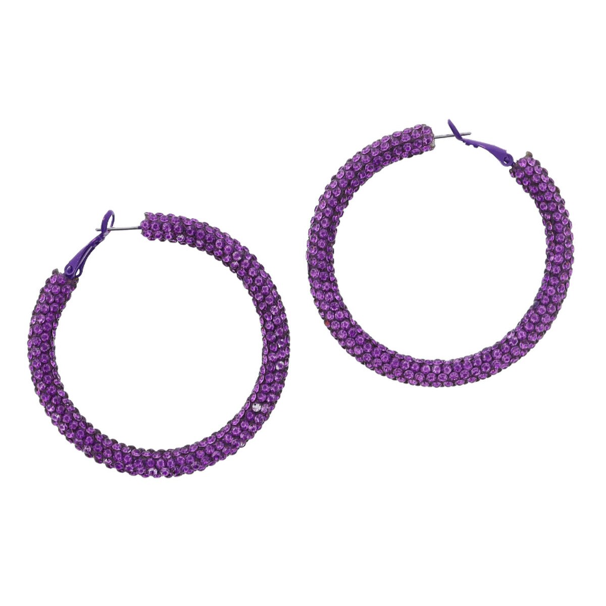 Purple Pave Crystal Tubular Hoop Earrings