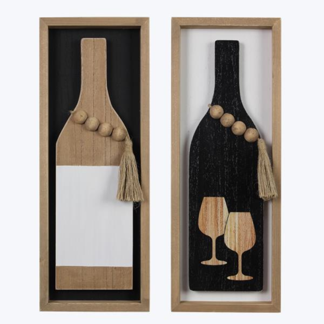 Wood Framed Wine Bottle Wall Art