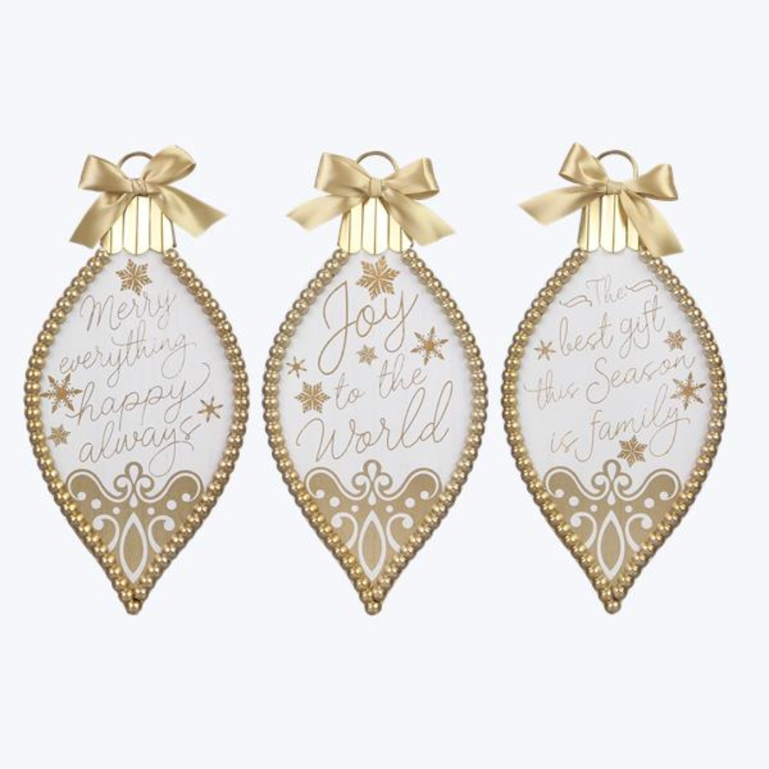 Wood Christmas Ornament Shaped Wall Sign