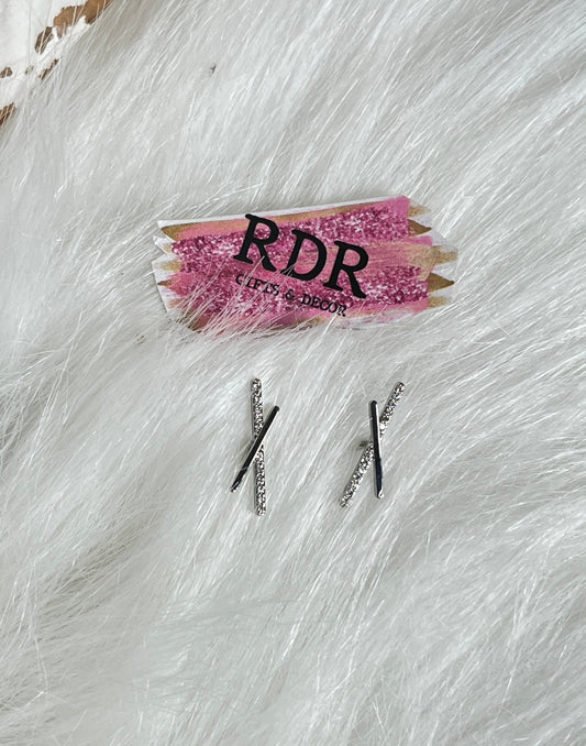 Silver Criss Cross Earrings- Hallie