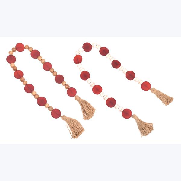 Red Glass & Wood Bead Garland