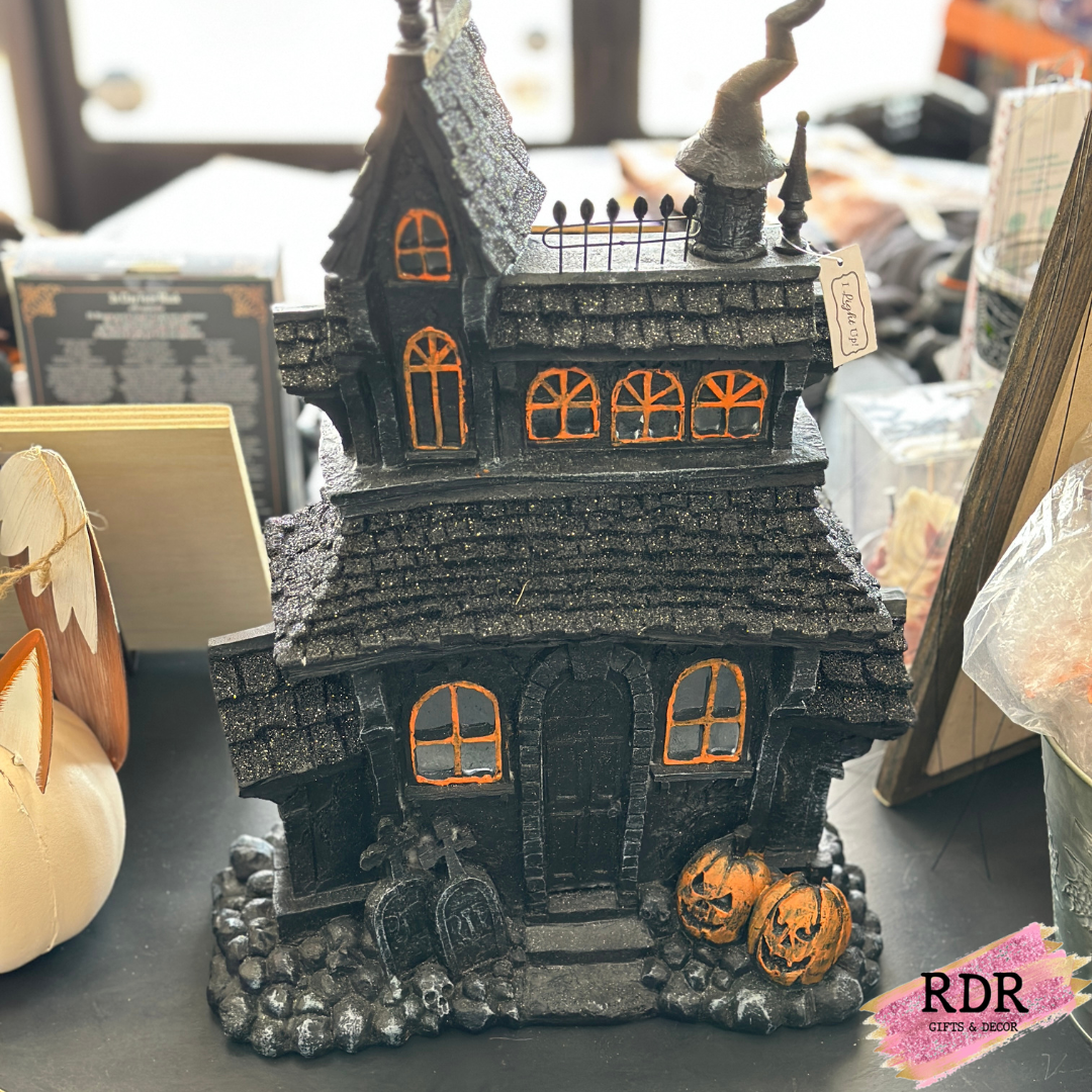 Resin LED Lighted Haunted House