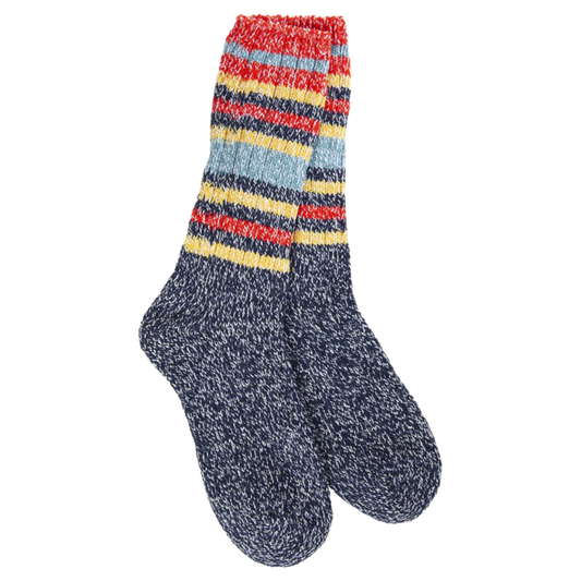 World's Softest Socks - Weekend Ragg Crew - Indigo Stripe