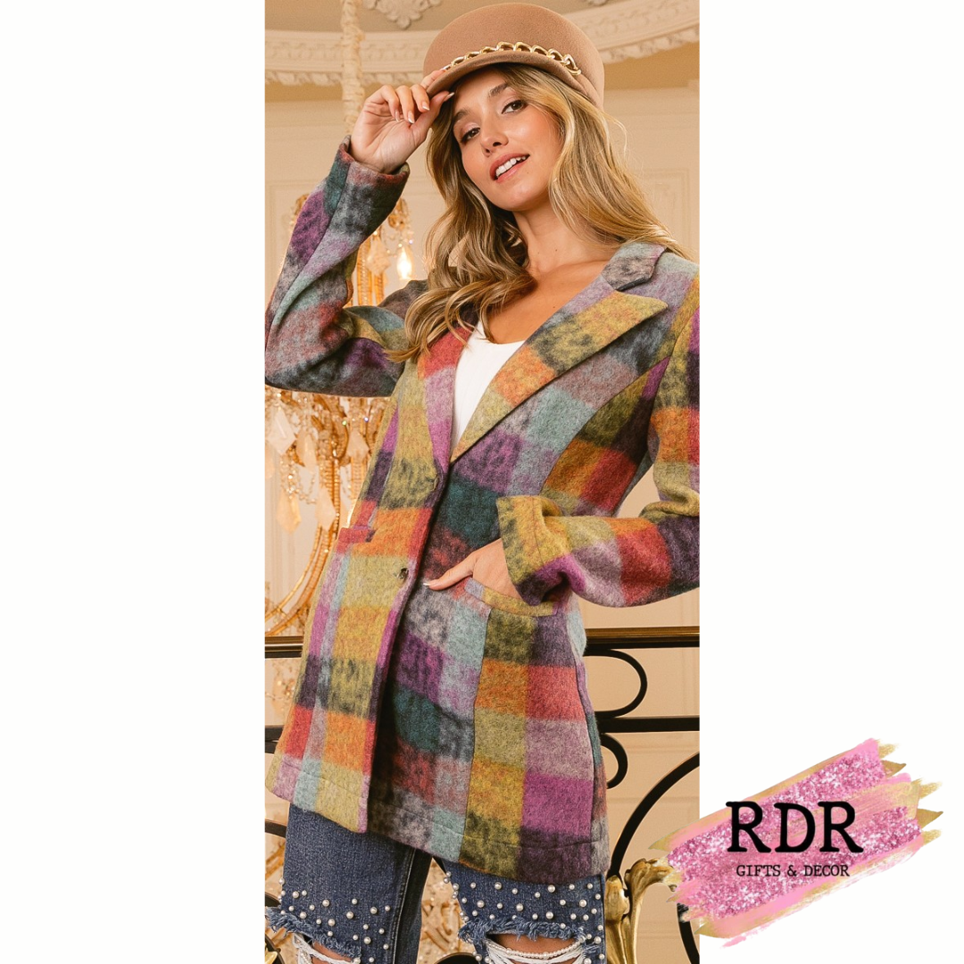 Vintage Brushed Check Blazer