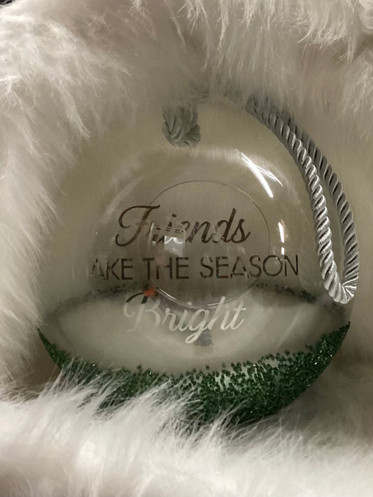 Holiday Friends 9.5" Emerald Bead Glass Lantern