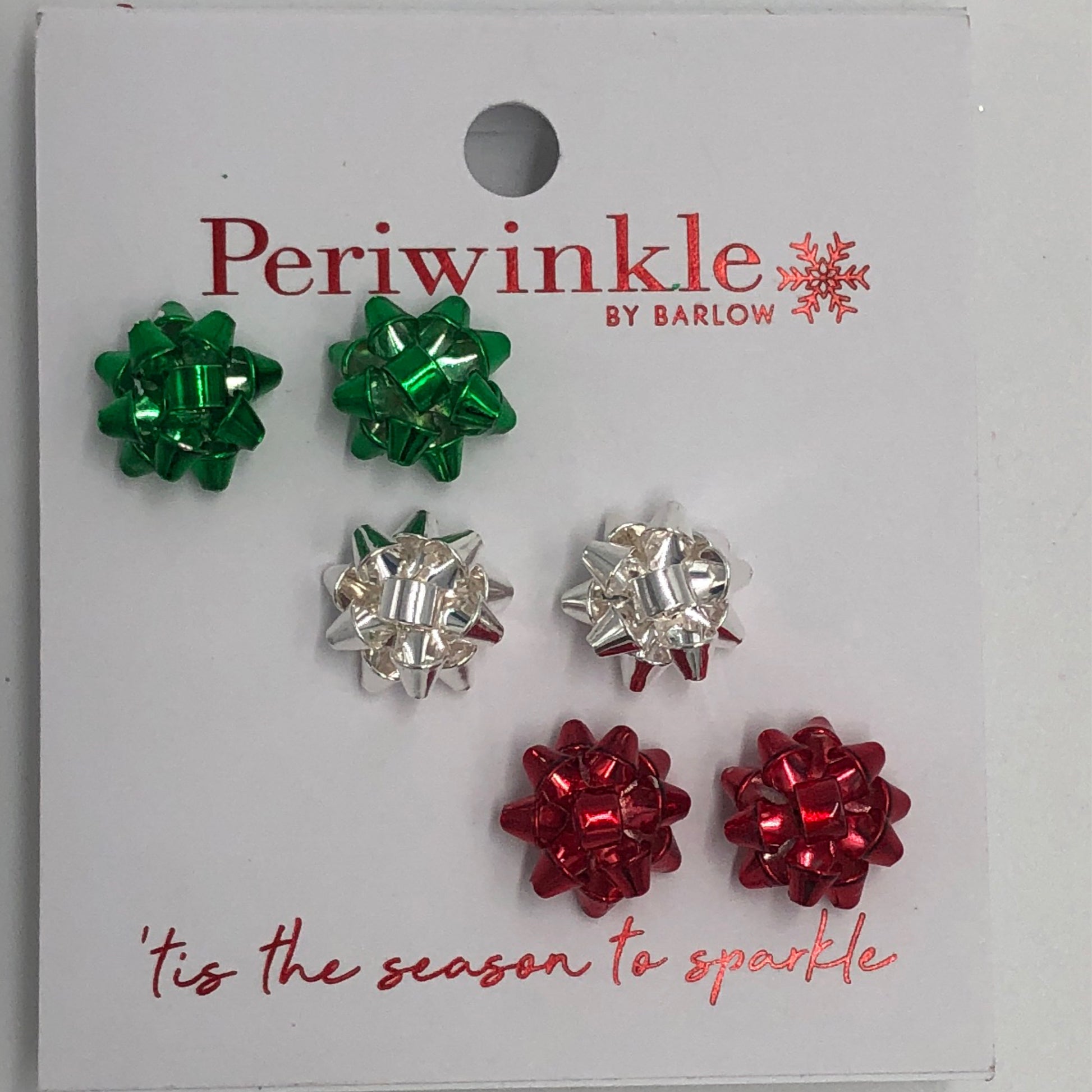 Metal Gift Bow Trio Earrings