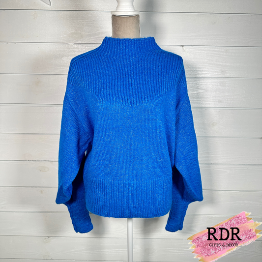 Balloon Sleeve Mock Neck Sweater