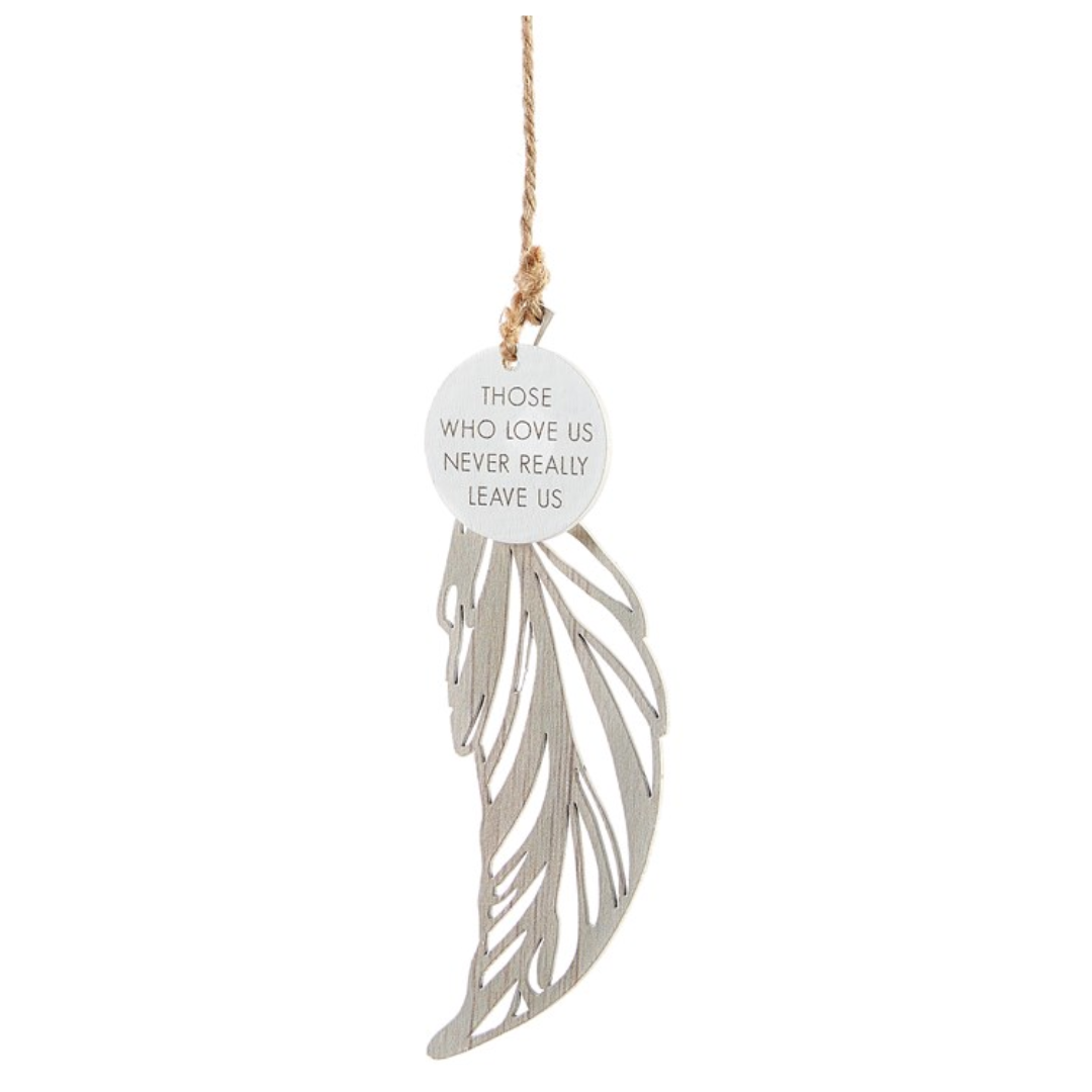 MDF Feather Ornament With Sentiment Token