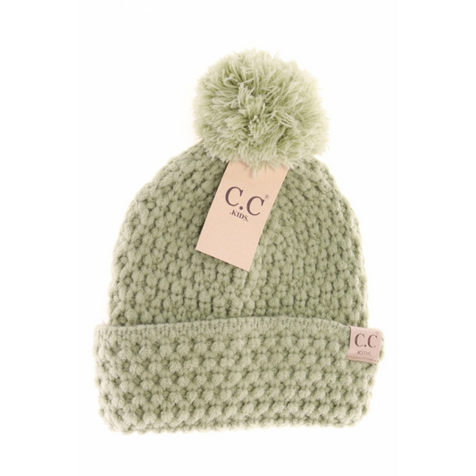 Kids Bee Stitch Knit Pom C.C Beanie