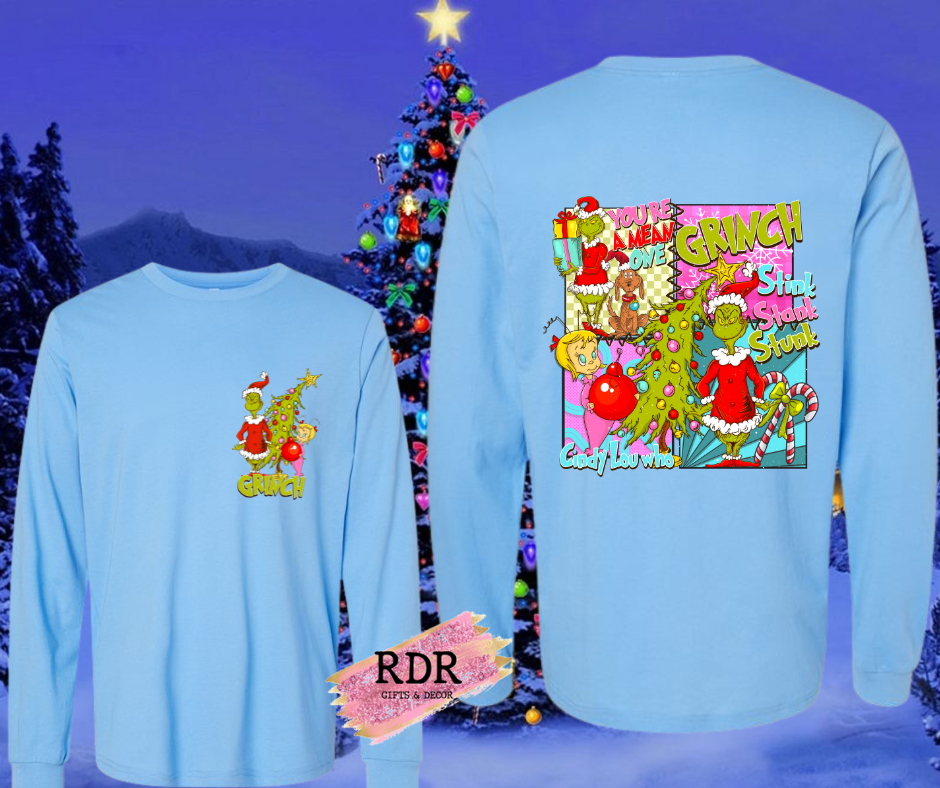 Blue Long Sleeve Grinch Tee