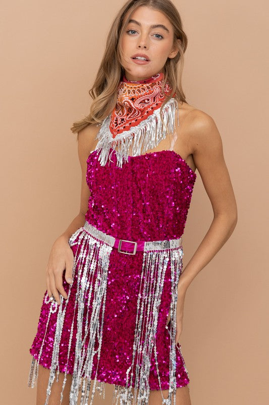 Concert Berry Pink Sequin Mini Dress