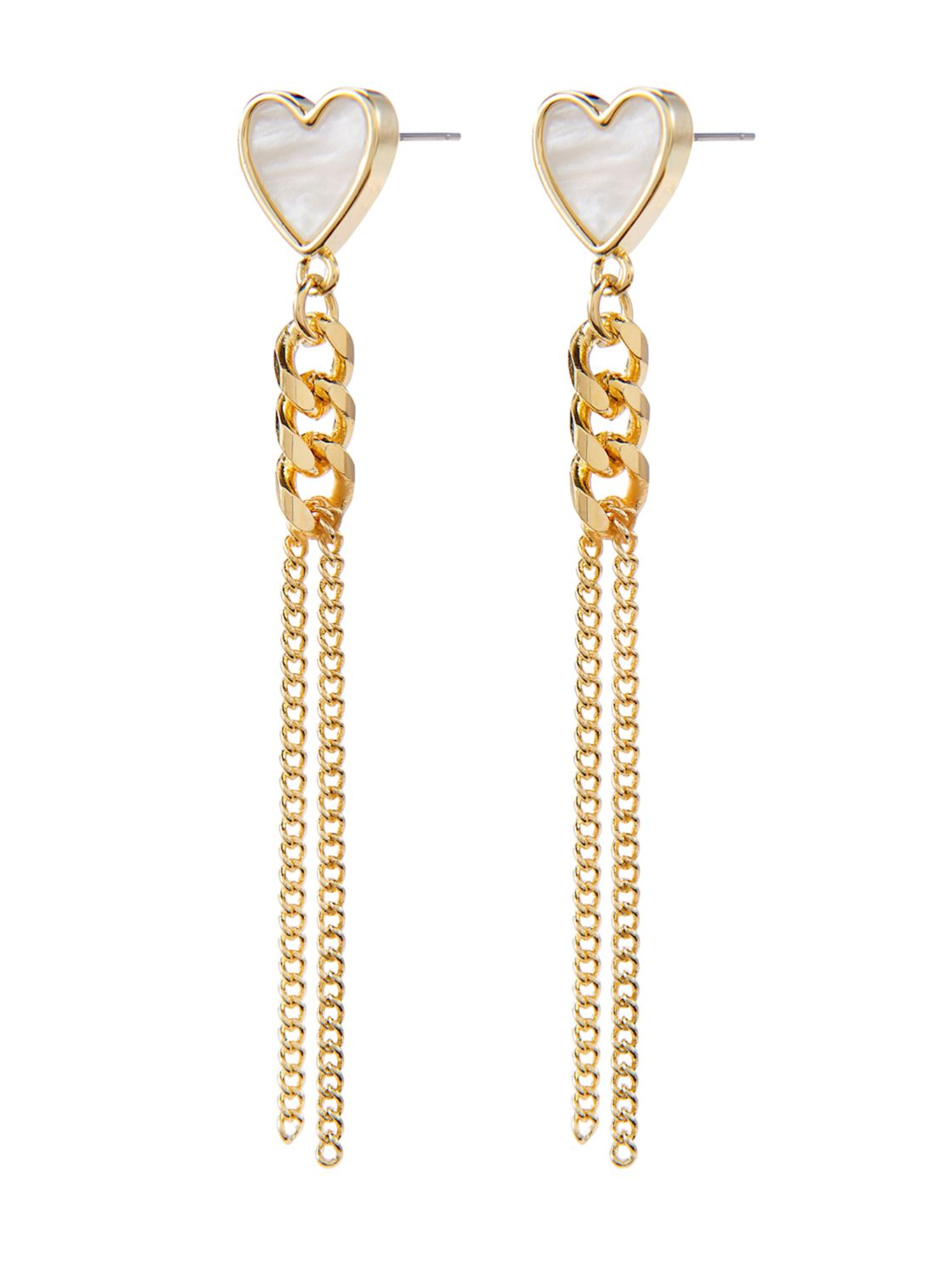Gold Heart Dangler Earrings