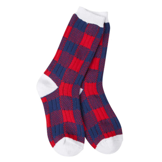 Team Red Blue Plaid Crew Socks