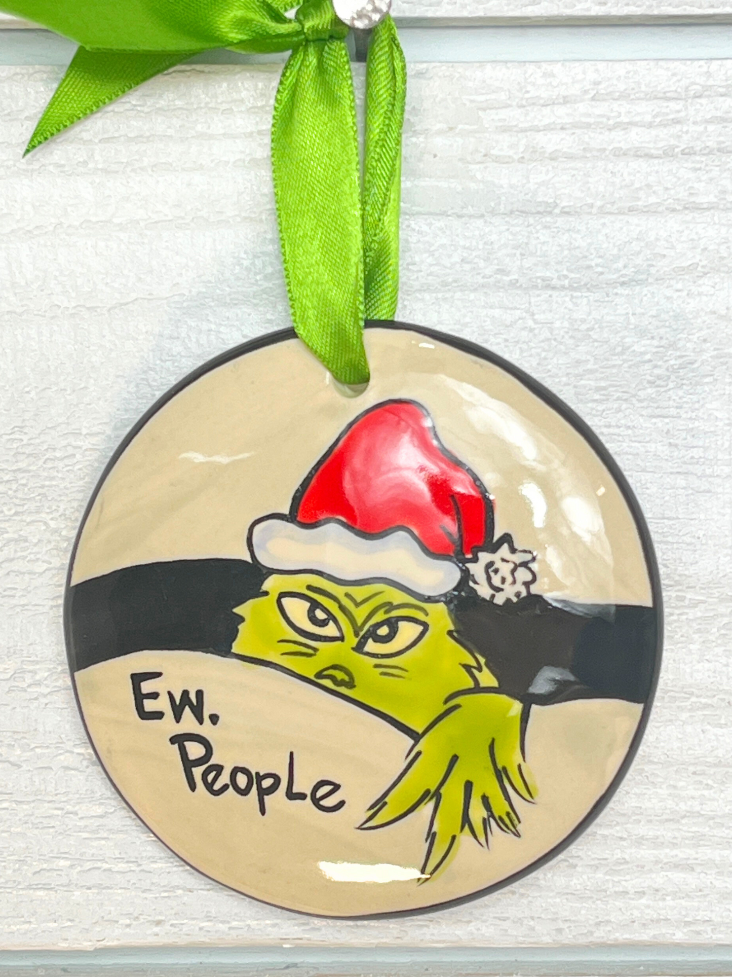 Nola Watkins Grinchmas Round Hand Painted Ornament