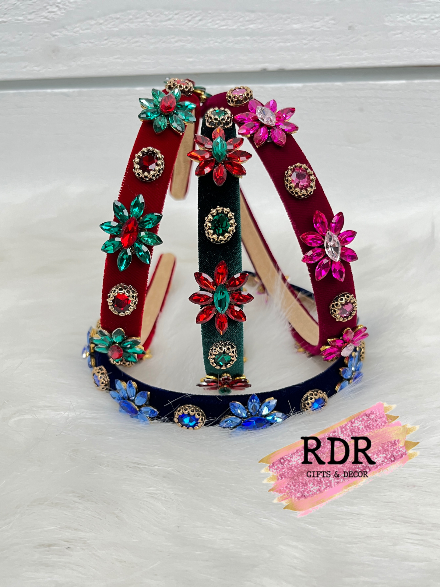 Velvet Headbands With Crystals & Gold