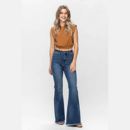 Judy Blue High Waist Tummy Control Fray Hem Flare