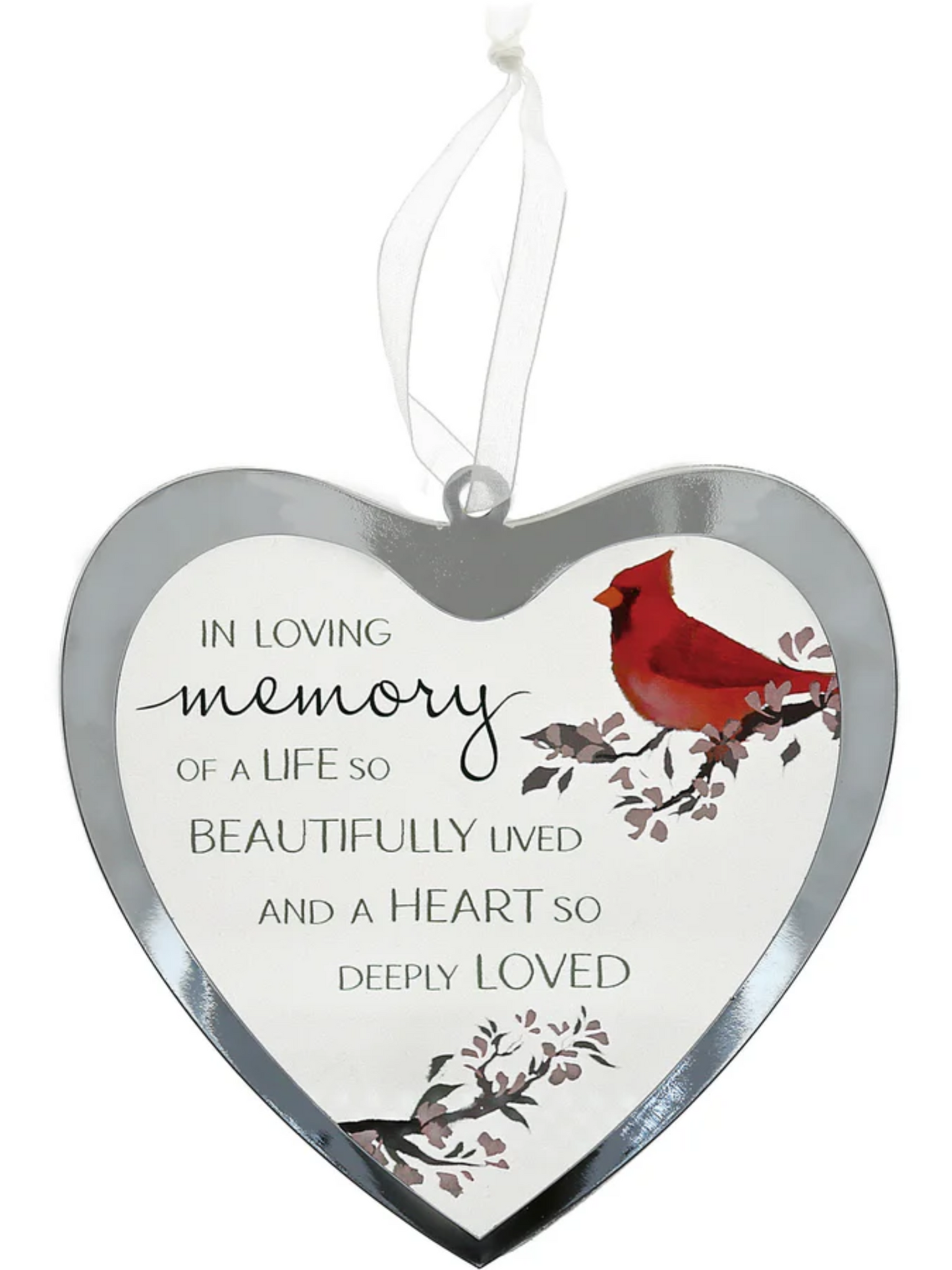 Mirrored Heart Glass Ornament