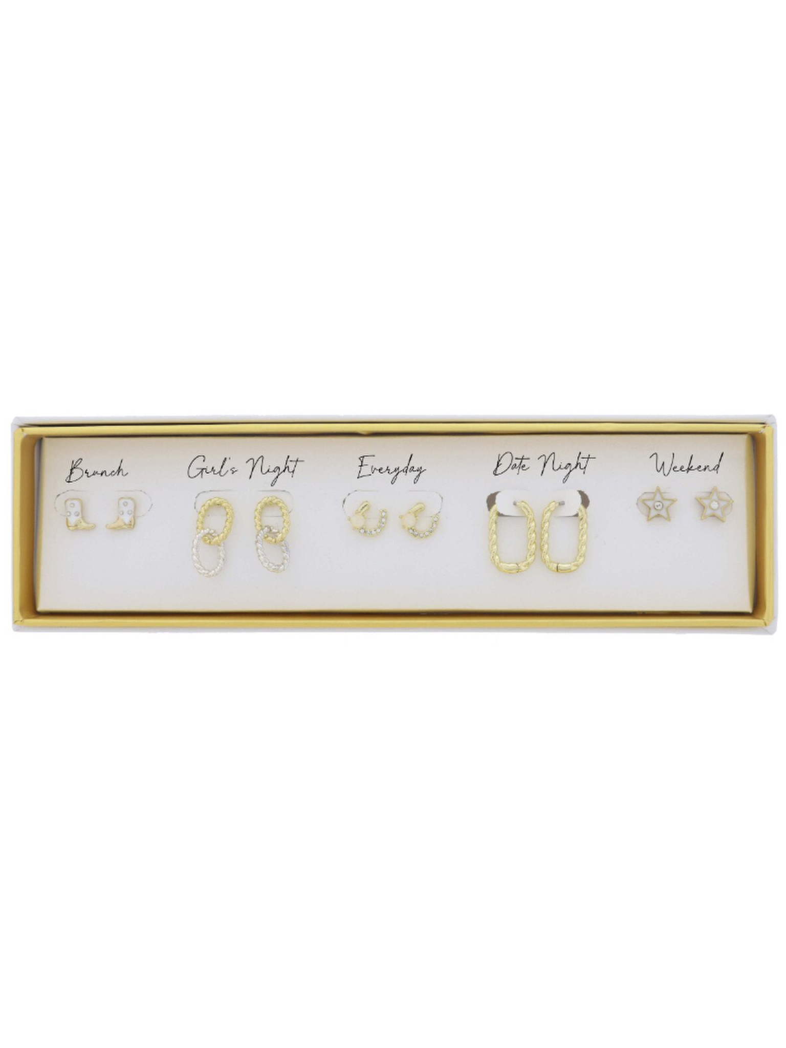 Set Of 5 Occasion Earrings- Brunch, Girls Night, Everyday, Date Night, & Weekend