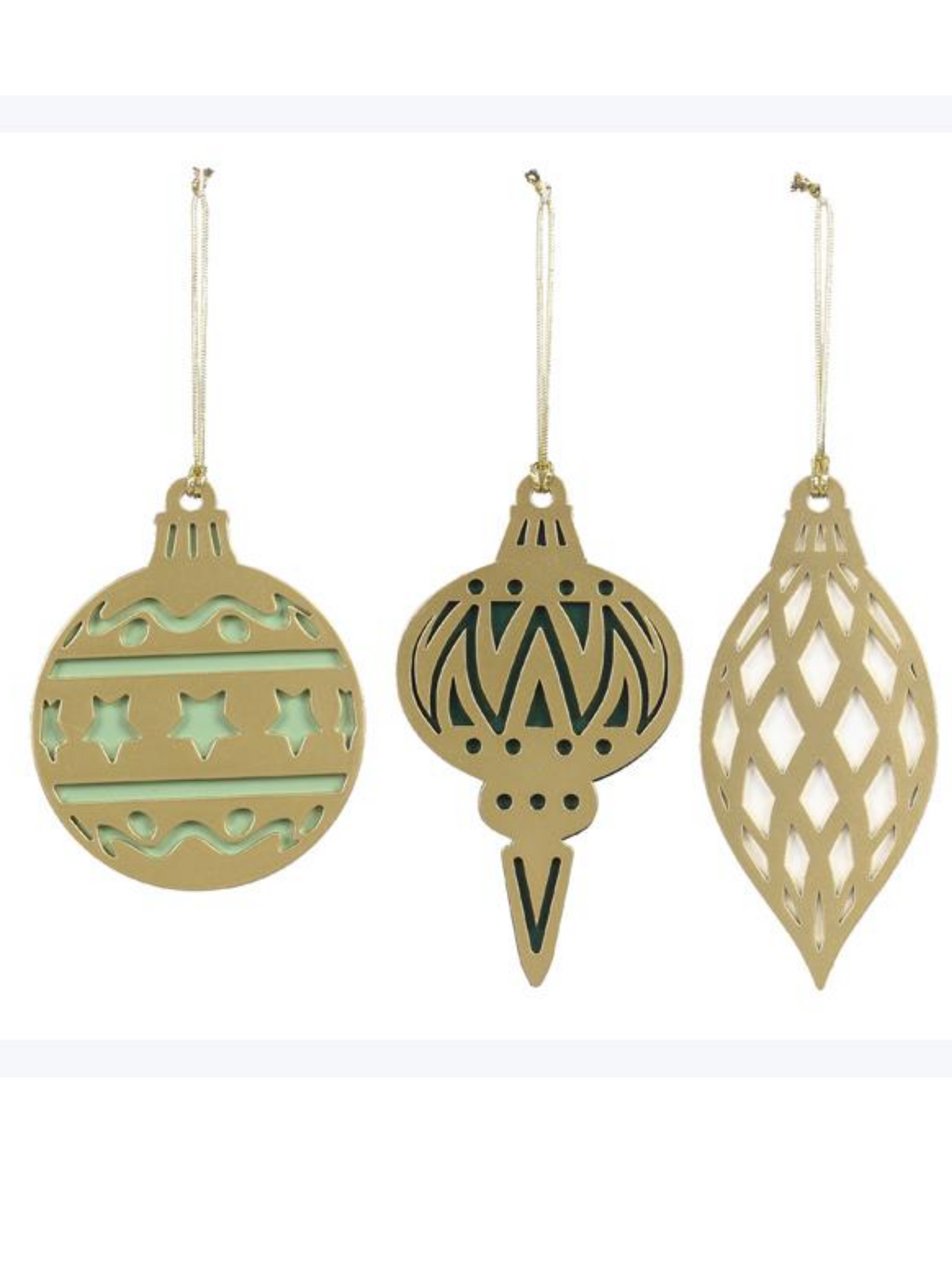 Wooden Green & Copper Ornaments