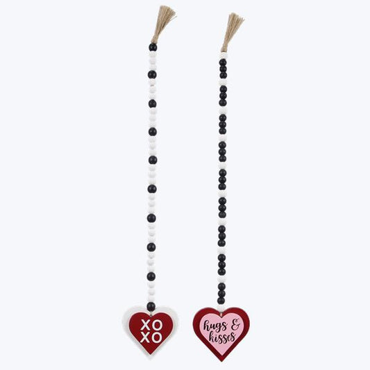 Valentine Heart Wood Bead Garland